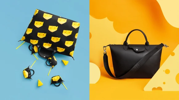 香濃起司佈滿手袋！Longchamp打造鼠年限定系列，皮革翻蓋還被偷咬一口太俏皮