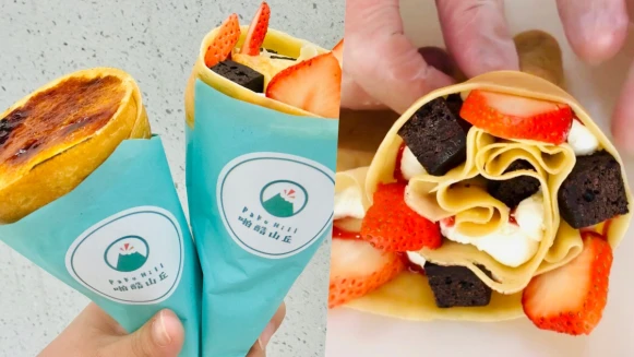 【遠百信義A13】啪酷山丘PakuHill推出焦糖烤布蕾可麗餅，花朵造型讓人少女心大噴發