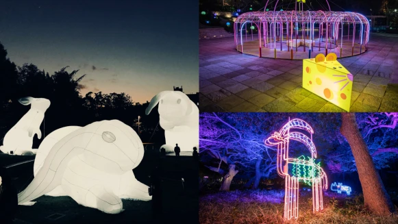新竹「城市躲貓貓」節點燈！10大燈區藏五隻「發光大白兔」、可愛長頸鹿、河馬，根本最棒走春景點