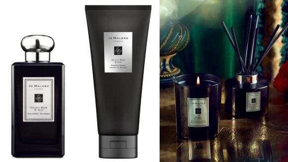 Jo Malone London「黑瓶」絲絨玫瑰與烏木人氣高到推出沐浴露與擴香,消光霧黑包裝超有質感,還有黑瓶裡第一罐髮香噴霧