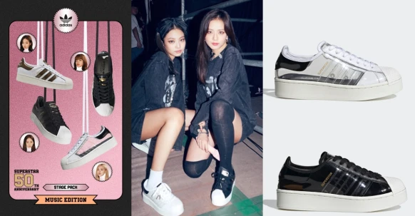 SUPERSTAR「貝殼鞋」50歲啦！BLACKPINK全員入鏡，Jennie、Jisoo、Rosé比誰的螞蟻腰更美，Lisa維持本色當酷女孩