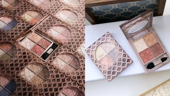 Visee最經典的晶緞光漾眼影盒全新升級「晶緞璃花眼影盒」，#RD6乾燥玫瑰x夕陽橘配色簡直美炸