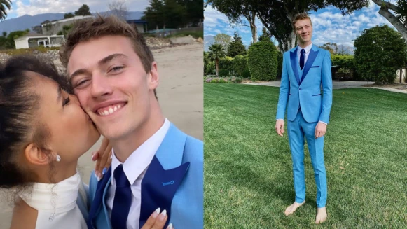 21歲天使男模Lucky Blue Smith結婚了!IG幸福宣布甜娶女友,一身水藍色西裝根本俏皮新郎