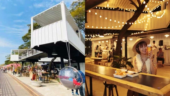 【高雄景點】情侶必去約會勝地「白色戀人貨櫃屋」！半開放餐廳眺望愛河夜景，為感情甜蜜加溫