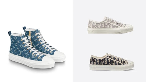 老花風一波接一波！Doir Oblique刺繡帆布鞋有了霧灰色、Louis Vuitton Stellar高筒運動鞋推出丹寧材質
