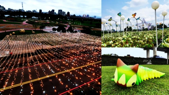 「2020新北河濱蝶戀季」板橋蝴蝶公園地景浪漫登場！3公尺高蝴蝶竹編、百萬顆LED星星燈光雕美翻