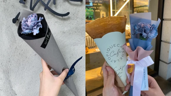 gelato pique café攜手《Wave Flower浪花》打造母親節午茶花禮！絕美染星夜康乃馨+法式可麗餅，這樣討媽咪歡心就對了