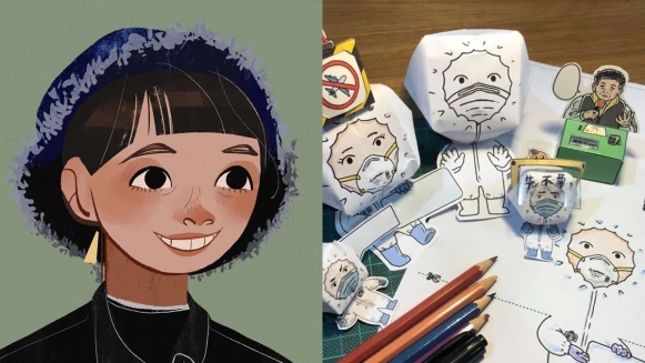 防疫前線｜專訪插畫家許彤，讓美勞陪你歡樂防疫～時中、唐鳳、副總統大仁哥模型自己做