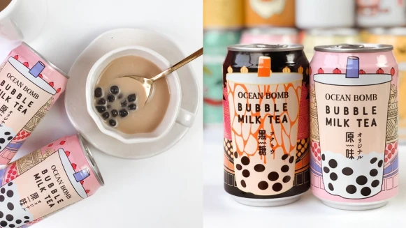 Ocean Bomb推出罐裝珍奶了！黑粉台味俏皮包裝，兩款限量珍珠奶茶口味必喝