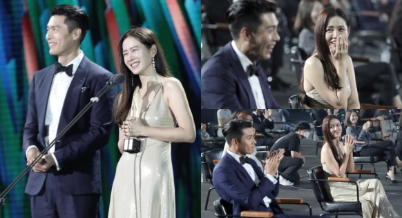 【2020第56屆百想藝術大賞】《愛的迫降》玄彬、孫藝珍,儘管座位隔超遠,幸福的眼神依舊超級甜