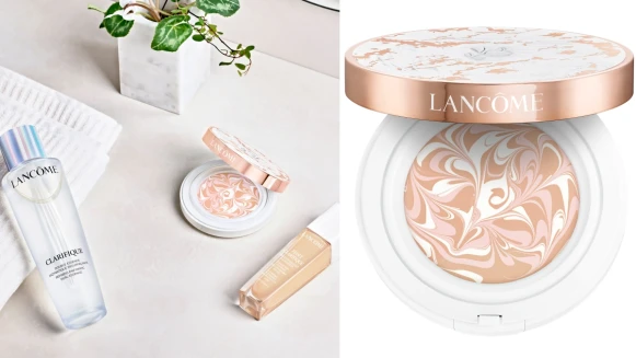 蘭蔻2020年「人間最美大理石拉花氣墊」超極光精華水粉霜，注入68%極光水精華，一拍爆水又發光