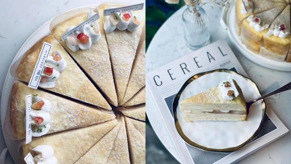 《時飴Approprié》粉嫩新口味來了！打造仙女系「白水蜜桃千層蛋糕」，夏季軟嫩多汁的幸福甜點