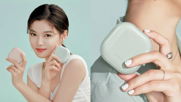 蘭芝小方塊氣墊來了！薄荷綠是超持久霧面、寶寶粉是超保濕光感，酷似AirPods的外型超惹人愛