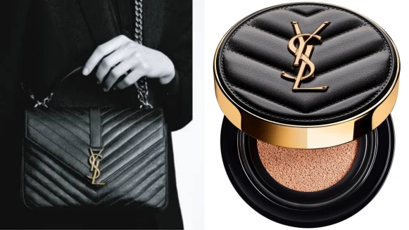 YSL 2020年限量「奢華皮革氣墊」恆久完美霧光氣墊粉餅，V型立體皮革根本是精品包款等級，一拍還是絕美水霧光