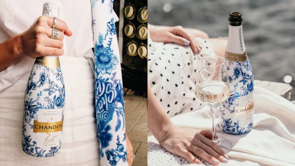 Chandon香桐這支汽泡酒限量瓶太美了！雪梨海灘化作優雅藍白印花，今夏最愜意的微醺之選