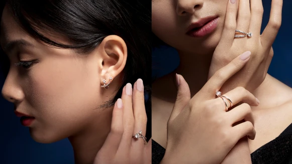 在指間旋轉的璀璨光芒也太美！林曉同雙子星系列除了夢幻戒指超迷人之外，耳環、項鍊也超值得收！