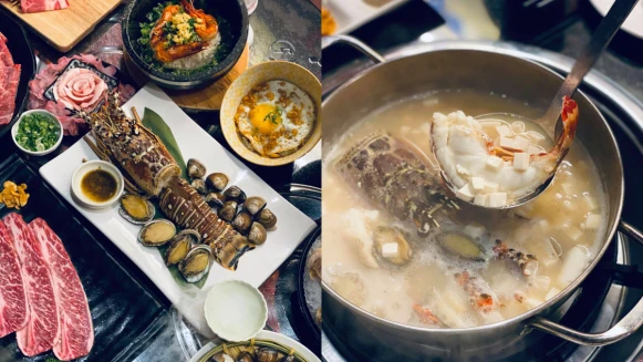 《哞哞屋》不只燒肉吃到飽！中秋限定大龍蝦380元加購活動登場，「黃金鮑龍粥」鮮美上桌