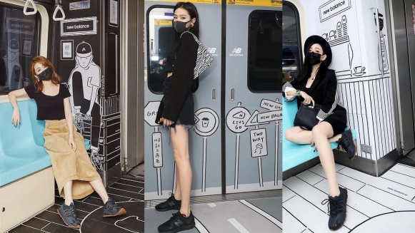 期間限定快快搭上！NB新三原色和插畫家WHOSMiNG聯手打造捷運潮流車廂，黑灰白裝置藝術讓妳輕鬆解鎖最潮自拍成就！
