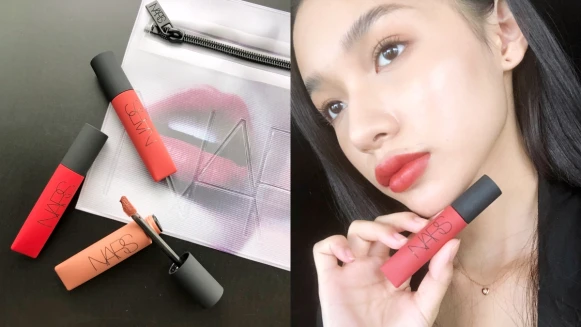 NARS 2020全新唇彩雲霧唇誘，輕柔粉霧質地上唇太舒服，#PIN UP性感磚紅、#THRUST裸棕奶茶是入手首選