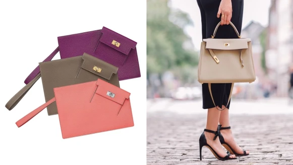 愛馬仕凱莉包再進化！推出蜜桃粉、拿鐵咖Kelly手拿包，金屬鎖頭拉鍊設計超奢華