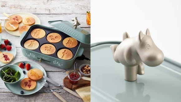 手把是整隻銀色嚕嚕米！Bruno首度聯名嚕嚕米推出多功能電烤盤、三明治機，湖水綠外型美呆，全在Pinkoi買得到