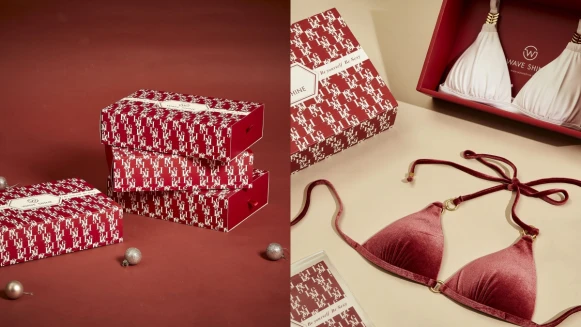 聖誕交換禮物首選！Wave Shine聖誕系列楓紅色、青石藍比基尼，送禮自用都適合