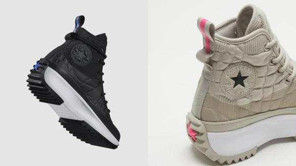 Converse熱賣款厚底帆布鞋再出奶油白！菱格紋印花、繞腳踝鞋帶，還有帥氣黑款式