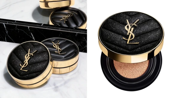 YSL「最美氣墊」恆久完美霧光氣墊粉餅2021首度推出限定版！閃閃發光外殼來自時裝秀布料，宛如手中握著一整片璀璨星夜