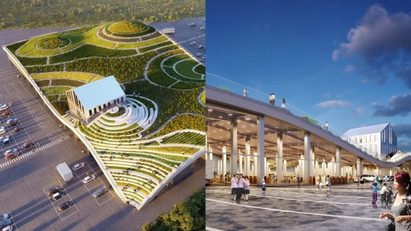 全國最美！台南「新化果菜市場」波浪型屋頂能走上看風景，9月中完工