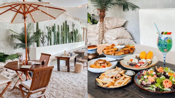 【信義區美食】Gumgum最強雞翅3號店將海灘叢林搬進室內，打造仙氣滿分的沙灘咖啡廳，最強偽出國打卡聖地在這裡