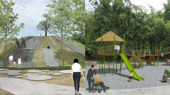 高雄全新「竹林遊戲場」問世！5米高觀星丘、磨石滑梯考驗武功程度，穿梭遊玩宛如演武俠片，快找時間去挑戰