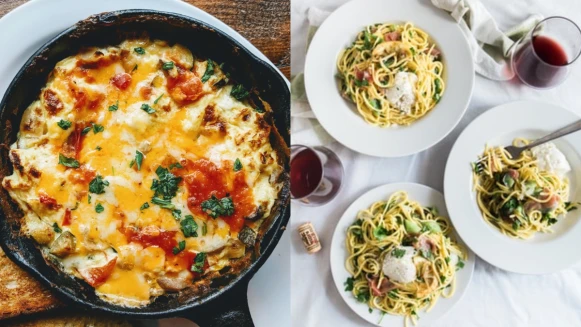 3道週末低脂餐推薦:開放式貝果+黑咖啡/蘑菇洋蔥北非蛋/涼拌雞胸肉義大利麵食譜了!