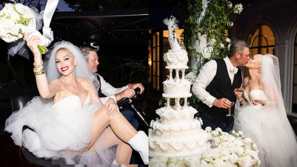 51歲關史蒂芬妮結婚了!甜嫁鄉村歌手布雷克雪爾頓,低胸絕美婚紗照辣度破表