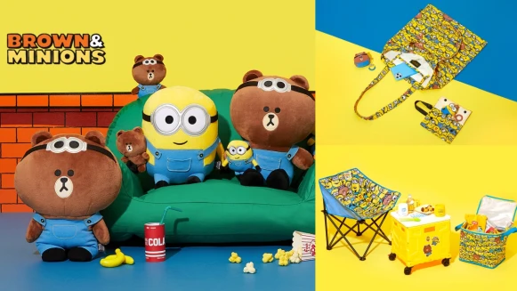 熊大穿吊帶褲可愛度破表！LINE FRIENDS驚喜聯名小小兵，玩偶、托特包、露營用品…全萌到心臟爆擊