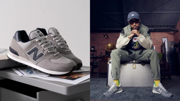 IU後再找嘻哈教父MC HotDog加持！New Balance明星球鞋NB574、57/40換上寶石紅、奶油白、象牙灰、玫瑰墨綠色…