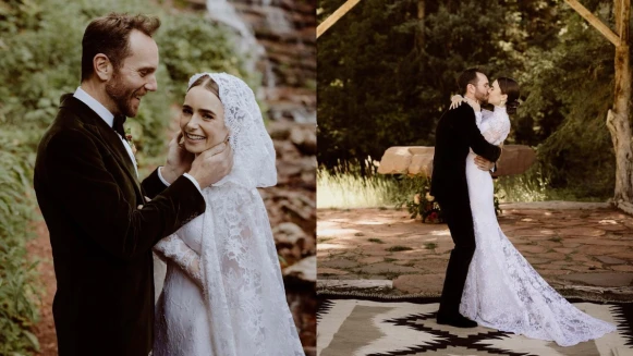 莉莉柯林斯結婚了!披白紗甜嫁導演男友,絕美婚紗照曝光