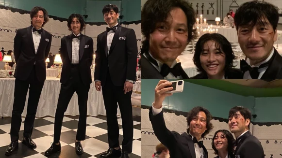 《魷魚遊戲》李政宰、朴海秀、鄭好娟 3人來比大長腿,「最後的晚餐」正裝Look太帥,1秒以為頒獎典禮現場!