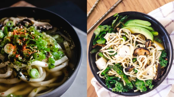 蒜香奶油蝦仁烏龍麵/番茄濃湯烏龍麵/日式炒烏龍麵，3道低脂烏龍麵食譜來了！