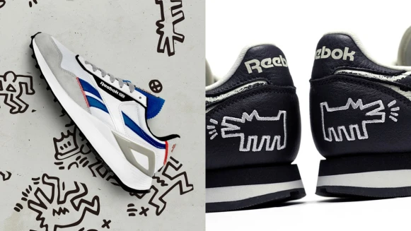 Reebok攜手塗鴉大師Keith Haring將跳舞小人、吠叫狗躍上經典小白鞋、帥氣黑鞋