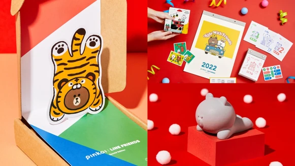 「老虎熊大」爆炸可愛！Pinkoi聯名LINE FRIENDS聯名日曆必入手，兔兔、莎莉每天跟你說早安