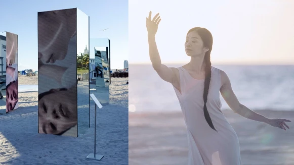 台灣舞蹈藝術家蘇文琪與La Prairie萊珀妮精彩跨界藝術合作,在邁阿密海灘舞出水波光舞,點亮巴塞爾藝術展