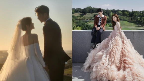 吳姍儒Sandy連換2套絕美婚紗！夢幻白紗澎裙、粉色羽毛婚紗…連婚紗照全來自這個品牌