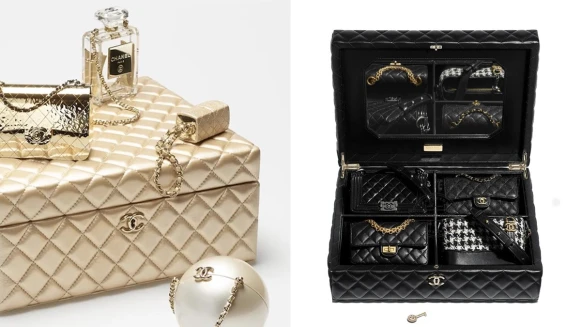 香奈兒禮物盒穿上奢華金外衣！N°5香水、唇膏盒、口蓋包、珍珠包全都有，悄悄在台開賣