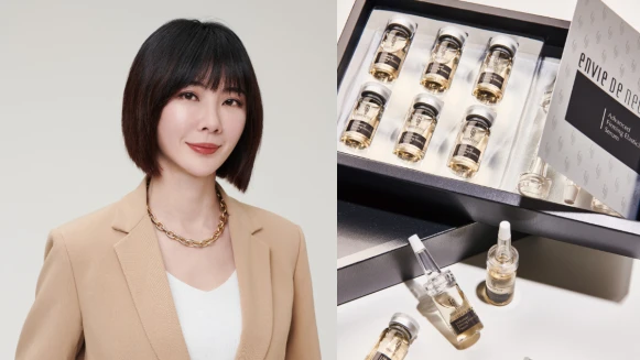 絲棋老師輕鬆找回年輕美肌的神品！被譽為「匿齡安瓶」EDN茵蝶精華雙天后，幫忙著工作忙著玩的妳，一抹養出膨彈水光少女肌