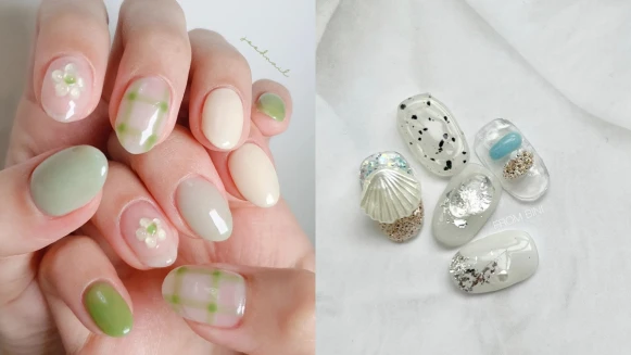 2022夏日美甲:清新小花款、湛藍海洋系、人氣水磨石⋯30款指彩範本推薦