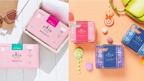 M編生理期最愛寶物—日本大王elis愛麗思升級推出極緞棉、GO出色系列，乳液衛生棉超柔軟膚觸、繽紛時尚的高顏值，讓人每個月都能擁有療癒好心情！