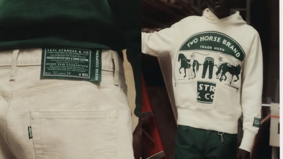 Levi's X Reese Cooper聯名經典皮標變綠色，同色丹寧夾克外套更是質感