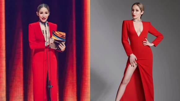 金曲獎最大驚喜蕭亞軒空降高雄，性感深V紅色禮服來自這間