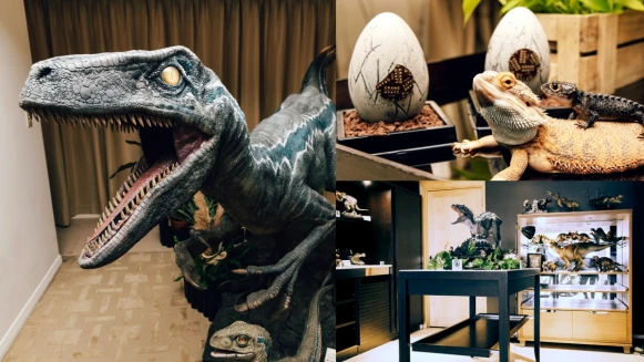 台北君悅打造「侏羅紀套房」！1.7米恐龍、超過15種爬蟲類動物聚集，更能近距離互動