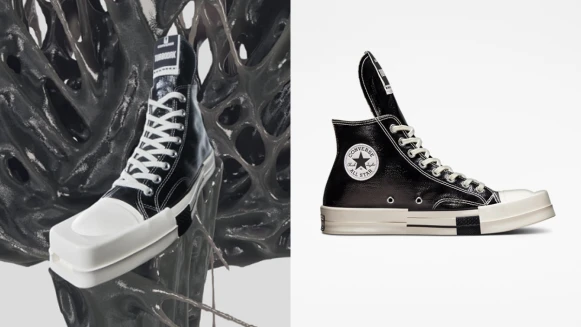 Converse X Rick Owens聯名長鞋舌、方鞋頭不夠看，首次加入漆面丹寧和亮銀色